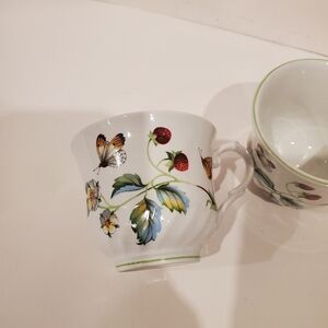 Old Foley James Kent Strawberry & Butterflies Tea Cups Only England Set Of 2